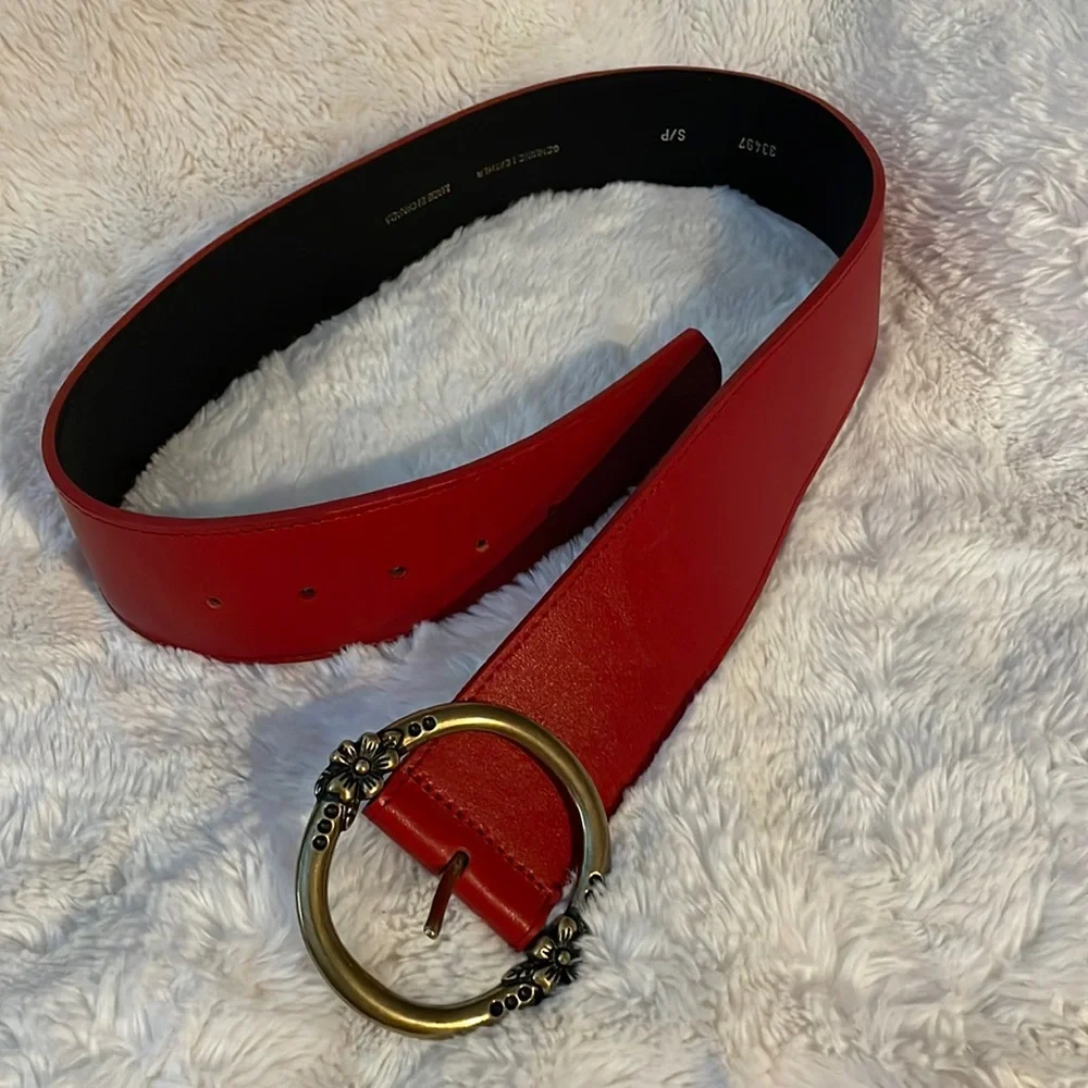 NWOT 2” Red Leather Belt made in Canada size Small